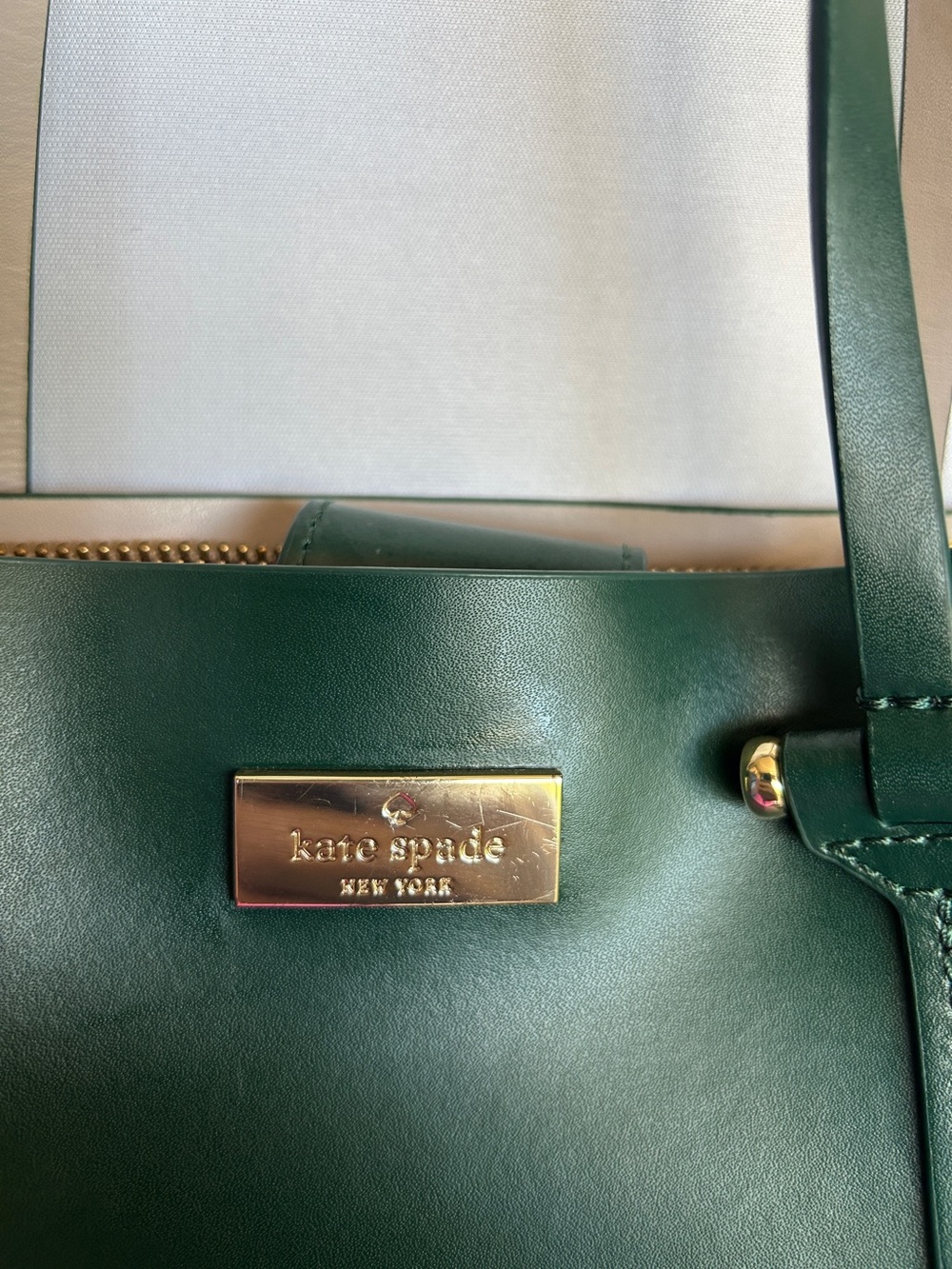Kate Spade Arbour Hill Small Elodie leather bag green emerald gold crossbody - Picture 4 of 16
